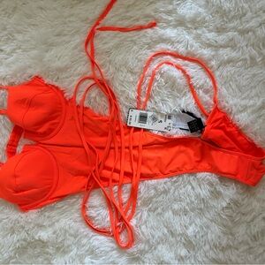 Ivy Park x Adidas Vibrant Orange Strappy Swimsuit